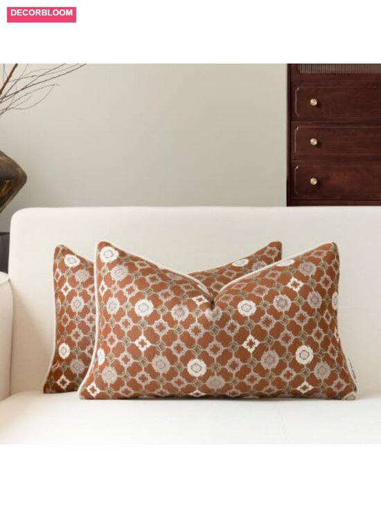 Other - Luxury 3D Vintage Floral Throw Pillow Covers 12x20 Set of 2 Chenille Embroidery